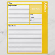 Gezeichnete Rezept-Seite (Gelb) Bedruckte Flyer