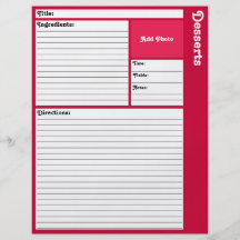 Gezeichnete Rezept-Seite (magentarot) Flyerdesign