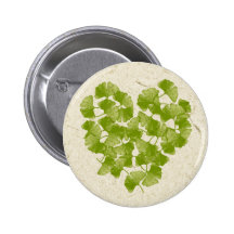 Ginkgo-Blatt-Herz Anstecknadelbutton