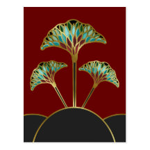 Ginkgo verlässt Kunst-Deko-Postkarte