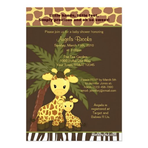 Giraffe Baby Shower Invitation Safari Jungle Mommy