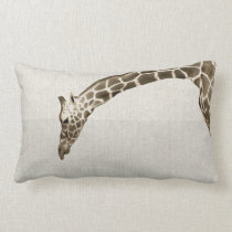 Giraffe on Linen Stripes Decorator Accent Pillow kissen