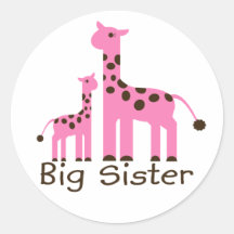 Giraffen-große Schwester Runder Aufkleber