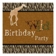 Giraffezebra-Safari-Zoo-Geburtstags-Party Einladun