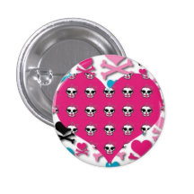 Girlie Punkrock-Herzen und Schädel Anstecknadelbutton