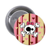 girlie Schädel Button