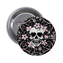 Girlie Vintager Schädel Anstecknadelbuttons