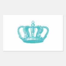 Girly Aqua-blaue Vintage Krone Rechrteckaufkleber