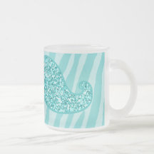 GIRLY AQUAMARINE GLITTER-SCHNURRBARTzebra-STREIFEN Kaffeetasse