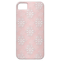 Girly Baby-Rosa-und Weiß-Damast iPhone 5 Case