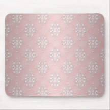 Girly Baby-Rosa-und Weiß-Damast Mousepad