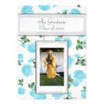 Girly blaue Rosen-Abschluss-Foto-Einladung