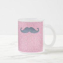 GIRLY BLAUES SCHNURRBART-ROSA-GLITTER-FOTO KAFFEE HAFERL