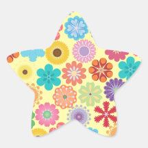 Girly Blumen-Power-buntes Blumenmuster Sternaufkleber