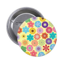 Girly Blumen-Power-buntes Blumenmuster Buttons