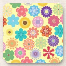 Girly Blumen-Power-buntes Blumenmuster Cocktail Untersetzer