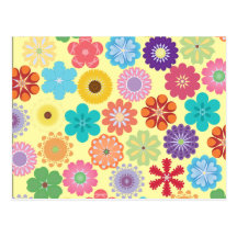Girly Blumen-Power-buntes Blumenmuster Postkarten