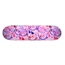 Girly BlumenWirbel blüht blaues Rot auf Rosa Personalisierte Skateboarddecks
