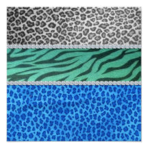Girly Diamond Animal Print Photographic Print