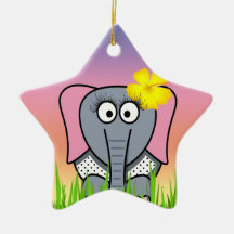 Girly Elefant im Gras Weihnachtsornament