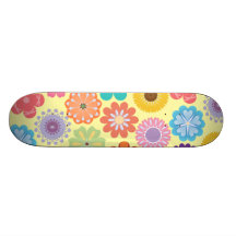 Girly Flower Power Colorful Floral Pattern Gifts Skate Board Deck