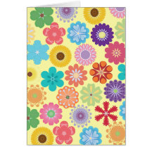 Girly Flower Power Colorful Floral Pattern Greeting Card