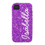 GIRLY LILA GLITTER DRUCKPERSONALISIERTES Case-Mate iPhone 4 COVER