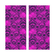 Girly Pink Fuschia Marine-Blau-Damast-Spitze Leinwand Druck