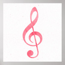Girly rosa Aquarell-Farben-Musik-Anmerkungdreifach Poster