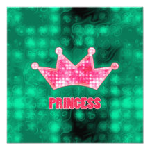 Girly rosa und grüne Glitterprinzessin und Tiara Photodrucke
