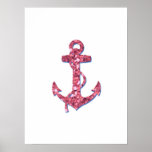 Girly, Spaß, rosa Glitter-Anker gedruckt Plakatdruck