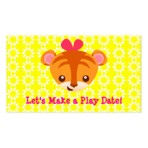 Girly Tiger Playdate Karte Visitenkarten Vorlagen