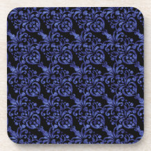 Girly viktorianisches blaues Glittery Damast-Muste Cocktail Untersetzer