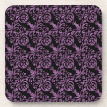 Girly viktorianisches lila Glittery Damast-Muster Untersetzer