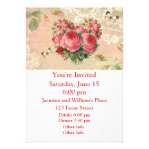 Girly Vintage Rosen-Herz-Collage Individuelle Ankündigung