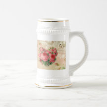 Girly Vintage Rosen-Herz-Collage Tasse