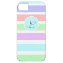 Girly weiche Pastellfarbstreifen, Monogramm iPhone 5 Case