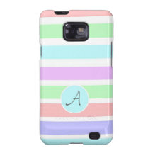 Girly weiche Pastellfarbstreifen, Monogramm Samsung Galaxy S2 Cover