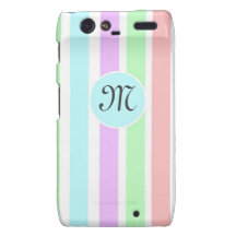Girly weiche Pastellfarbstreifen, Monogramm Motorola Droid RAZR Hüllen