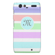 Girly weiche Pastellfarbstreifen, Monogramm Motorola Droid RAZR Hüllen