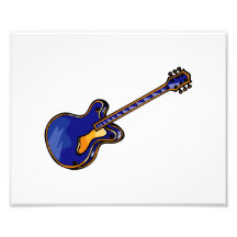 Gitarren-halb hohle einfache blaue Grafik Photodruck
