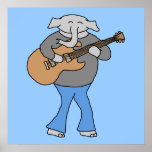 Gitarrist. Elefant, der elektrische Gitarre spielt Plakatdruck
