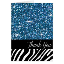 Glam Bling Glitter Zebra Thank You | blue karten