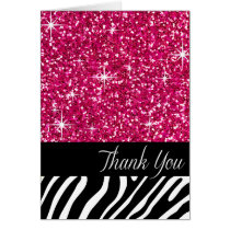 Glam Bling Glitter Zebra Thank You | fuschia karten