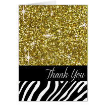 Glam Bling Glitter Zebra Thank You | gold karten