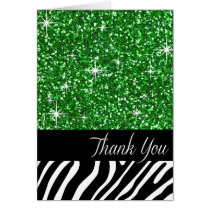 Glam Bling Glitter Zebra Thank You | green karten