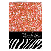 Glam Bling Glitter Zebra Thank You | peach karten