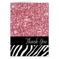 Glam Bling Glitter Zebra Thank You | pink karten
