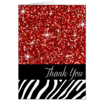 Glam Bling Glitter Zebra Thank You | red karten