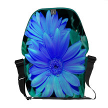 Glänzende blaue Gerber Gänseblümchen-Rickshaw-Bote Kuriertasche